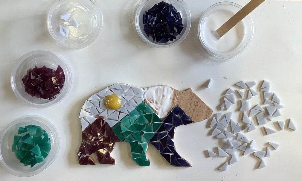 Northern Lights Bear Glass Mosaic Kit DIY 